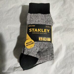 Stanley Cushioned Boot Socks (4-Pair) Black Grey Men's Sock Size 10-13